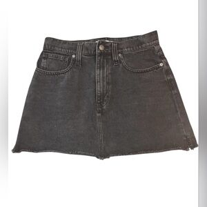 Madewell Black Denim Raw Hem Mini Skirt Sz 28